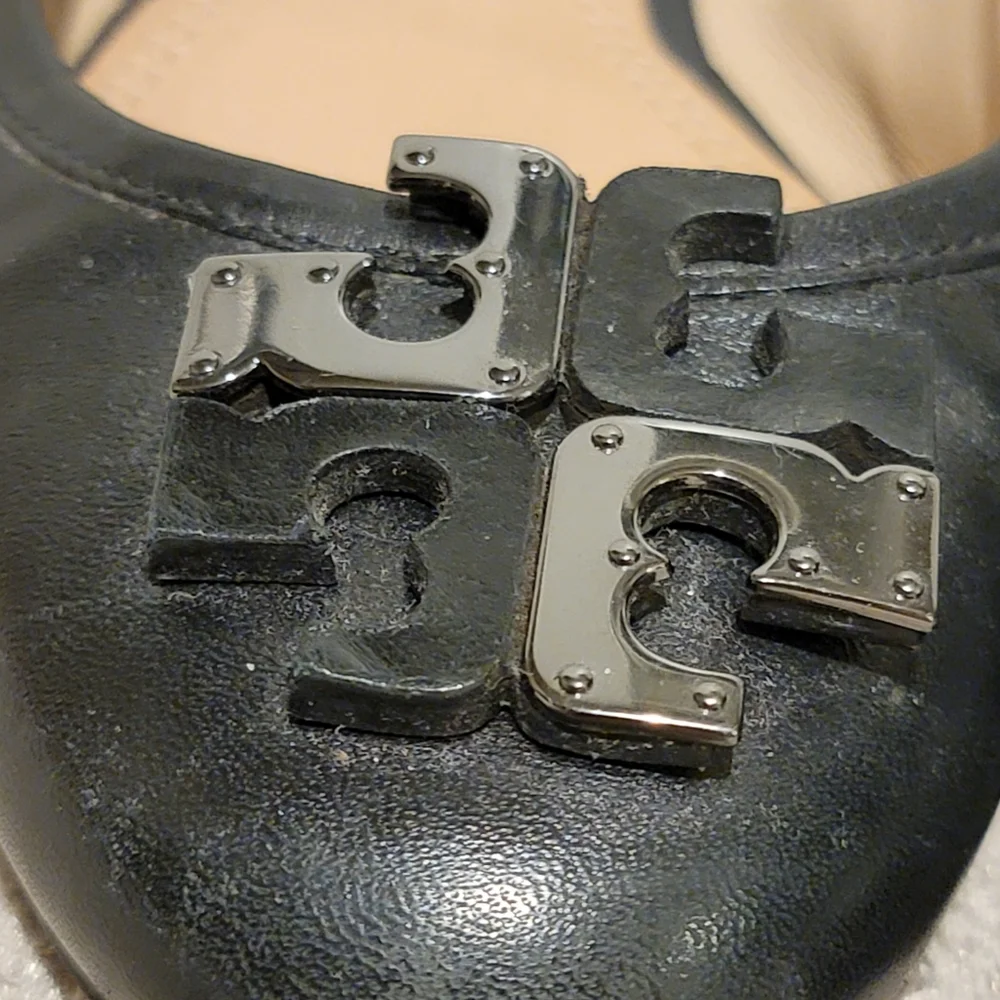 Tory Burch Lowell Ballet Flats North Leather Black Size 7.5